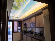 Mutfak tezgah arasý resimli cam panel
